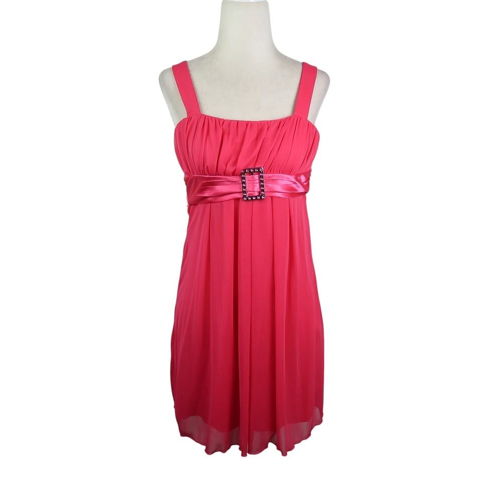 Vintage Y2K City Triangles Bright Pink Babydoll Mini Party Dress L
